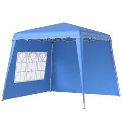 Tenda dobrável com 2 paredes laterais altura ajustável proteção uv50+ e bolsa de transporte 240x240x250 cm azul
