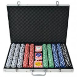 Conjunto de póquer com 1000 fichas, alumínio - Imagen 1