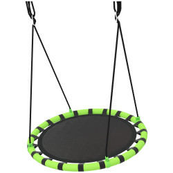 Baloiço para crianças redondo baloiço de jardim infantil ajustável impermeável carga 150kg ø100x180 cm preto e verde
