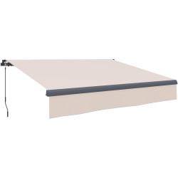 Toldo retrátil manual para jardim ajustável com manivela proteção UV estrutura de metal e alumínio 295x200 cm creme