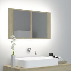 Armário espelhado casa de banho LED 80x12x45 cm carvalho sonoma - Imagen 1