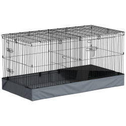 Gaiola para animais pequenos gaiola para roedores coelhos com tampa amovível recinto para cobaias ouriços 121x61x61 cm preto