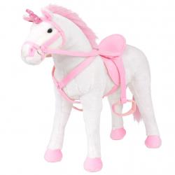 Brinquedo de montar unicórnio peluche branco e rosa XXL - Imagen 1