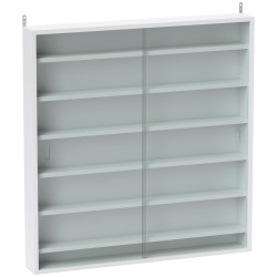Vitrina de parede em madeira com prateleiras ajustáveis e 2 portas deslizantes de vidro 80x9,5x83 cm branco