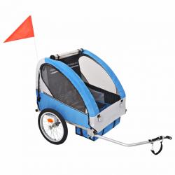 Atrelado de bicicleta para crianças cinzento e azul 30 kg - Imagen 1