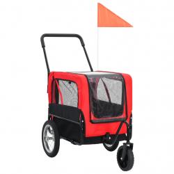 Reboque bicicletas/carrinho para animais 2-em-1 vermelho/preto - Imagen 1