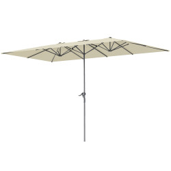 Chapéu de sol duplo 4,5x2,6 m chapéu de sol de jardim com manivela mastro de alumínio impermeável e proteção uv50+ creme