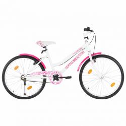 Bicicleta de criança roda 24" rosa e branco - Imagen 1