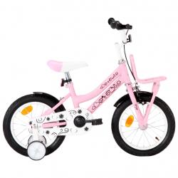 Bicicleta criança c/ plataforma frontal roda 14" branco/rosa - Imagen 1