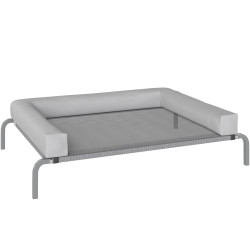 Cama elevada para cães com latertais amovíveis cama elevada para cães médios portátil com malha respirável 130x90x30 cm cinza claro