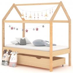 Estrutura de cama para crianças c/ gaveta 70x140cm pinho maciço - Imagen 1