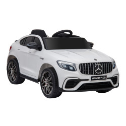 Carro elétrico mercedes amg 12v para crianças de 3-5 anos com controle remoto música luzes abertura da porta 115x70x55cm branco