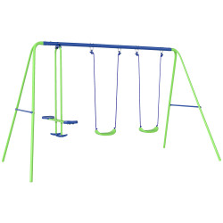 Conjunto de baloiços de jardim com altura ajustável baloiços para crianças com baloiço duplo 280x140x178 cm verde