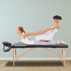 Marquesa dobrável e portátil de madeira acolchoada para fisioterapia esporte 182x60cm preta - Imagen 1
