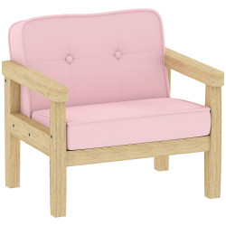 Poltrona infantil sofá para crianças acima de 3 anos com tecido suave de veludo cotelê estrutura de madeira 46,5x44x45 cm rosa
