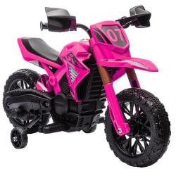 Mota elétrica para crianças moto a bateria para crianças 6v com rodas de treino e buzina 105x57x62 cm rosa