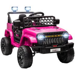 Carro elétrico para crianças carro elétrico infantil utv 12v com velocidade ajustável USB e faróis 95x62,5x65 cm rosa