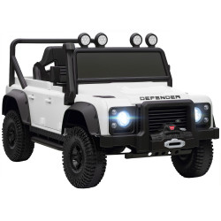 Carro elétrico para crianças com licença land rover 12v controlo remoto sistema de suspensão USB mp3 velocidade ajustável faróis 115x61x61 cm branco