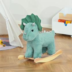 Baloiço Infantil de Dinossauro para Crianças acima de 3 Anos Baloiço com Sons Realistas de Pelúcia e Base de Madeira Carga 45kg 