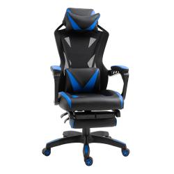 Vinsetto Cadeira de escritorio gaming ergonômica Altura ajustável Encosto ajustável Azul - Imagen 2