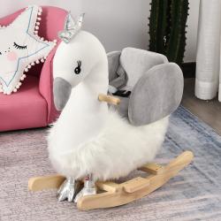 Cavalo de balanço para bebê acima de 18 meses em forma de cisne com som 60x33x59 branco e cinza - Imagen 1