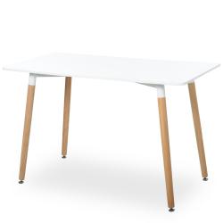 Mesa de jantar estilo nórdico com pernas de madeira 120x60x75 cm branco - Imagen 2