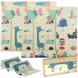 Tapete de atividades para bebé dobrável e reversível 196x176 cm tapete de brincar para bebé xpe dupla face impermeável multicolor