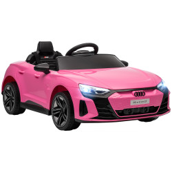 Carro elétrico audi rs e-tron gt 12v com 2 motores faróis LED buzina música USB 3-5km/h 103x58x41 cm rosa