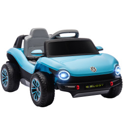 Carro elétrico para crianças volkswagen e-buggy bateria 12v com controlo remoto 2,4 g faróis LED música USB 98x56,5x47 cm azul
