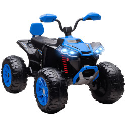 Quadricilo elétrico para crianças 24v com 2 lugares 2 motores velocidade até 6,5 km/h faróis buzina música e USB 109x68,5x76 cm azul