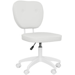Cadeira de escritório estofada em pu com altura ajustável sem braços cadeira de estudo dormitório 46x59x82-92 cm branco