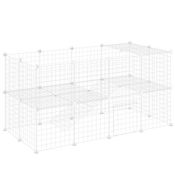 Recinto de metal para pequenos animais de estimação com 36 painéis desmontável DIY 146x73x73 cm branco