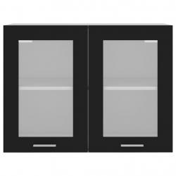 Armário de parede c/ vidro 80x31x60 cm contraplacado preto - Imagen 6