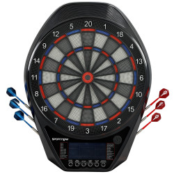 Alvo eletrónico com 6 dardos e 24 pontas macias ecrã LED 34 jogos e 2235 programas 60,5x45,5x3,6 cm multicolor