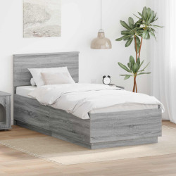 Estrutura da cama com cabeceira sonoma cinzento 70 x 190 cm