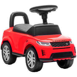 Carro andador para crianças com licença de land rover com armazenamento buzina sons de motor 65,5x28x42 cm vermelho