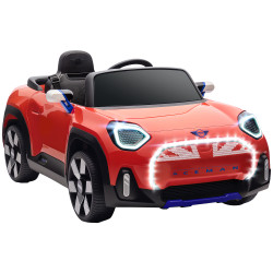 Carro elétrico para crianças mini concept aceman 12v com bluetooth motor duplo suspensão traseira faróis música USB 109x63x46 cm vermelho