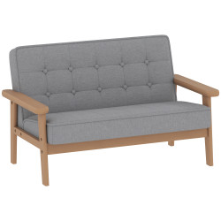 Sofá para crianças de 2 lugares poltrona infantil com estrutura de madeira assento e encosto acolchoados 77x42x48 cm cinzento