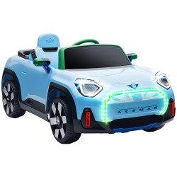 Carro elétrico para crianças mini concept aceman 12v com bluetooth motor duplo suspensão traseira faróis música USB 109x63x46 cm azul