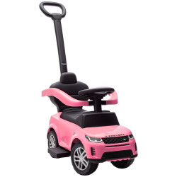 Carro andador 2 em 1 para crianças land rover discovery com buzina pega de empurrar e barra removíveis 84x40x94,5 cm rosa