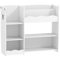 Estante infantil para brinquedos 5 prateleiras abertas 2 compartimentos design de ursinho organizador de brinquedos branco