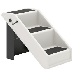 Escada dobrável para cães de 3 degraus para animais mais velhos para cama sofá 53x30,5x36,5 cm creme