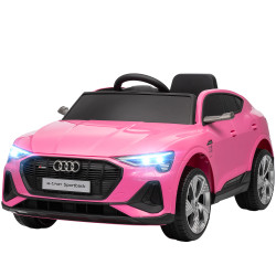 Carro elétrico audi e-tron 12v com faróis buzina música mp3 tf USB e abertura da porta 3-8km/h 108x60x47 cm rosa