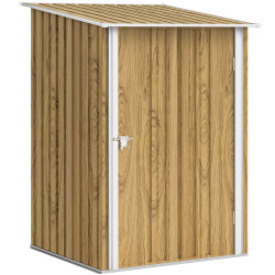 Abrigo de jardim metálica 0,92 m² 100x103x160 cm com 1 porta e fecho para armazenamento de ferramentas castanho claro