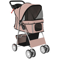 Carrinho para cães pequenos com cesto de armazenamento suporte para copos rodas e almofada lavável 77x44x102 cm castanho