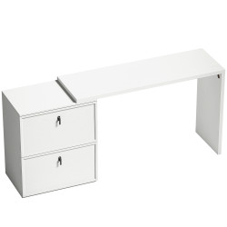 Secretária reversível em forma de l com 2 gavetões arquivadores, design moderno para espaços pequenos, escritório branco