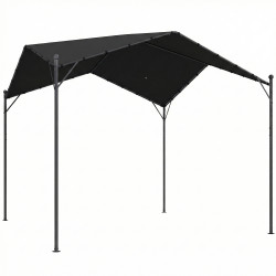 Pérgola de jardim 3x3 m com proteção upf30+ estrutura em metal galvanizado cobertura inclinada cinzento