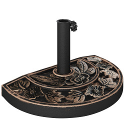 Base para chapéu de sol de resina em forma semicircular para mastros de ø3,8 cm e ø4,8 cm peso 9 kg 50x31x32 cm bronze