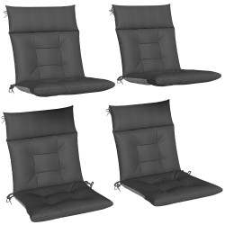 Conjunto de 4 almofadas para cadeiras de jardim impermeáveis e antiderrapantes com encosto e fitas 112x53 cm cinzento escuro