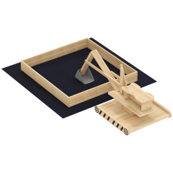 Caixa de areia infantil de madeira com escavadora assento giratório 360° e forro 184x90x56 cm madeira